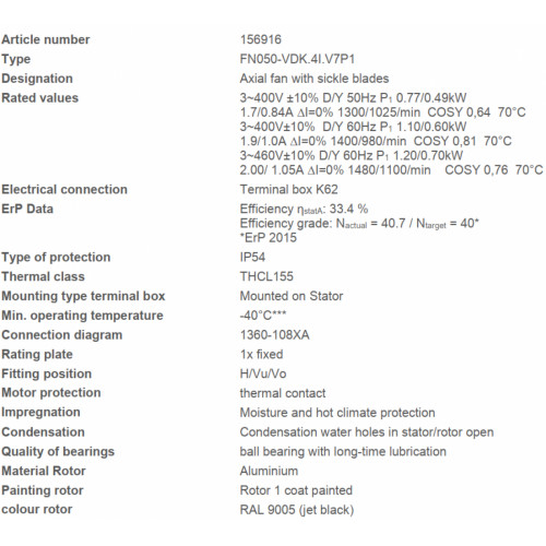 Осевой вентилятор Ziehl-Abegg FN050-VDK.4I.V7P1 156916