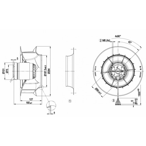 Центробежный вентилятор R2D280RB0811