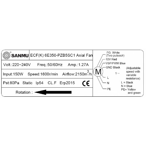Центробежный вентилятор Sanmu ECF(K)6E350-PZB5SC1