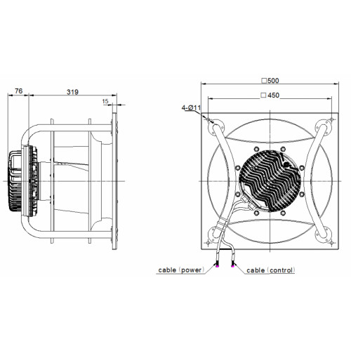 Центробежный вентилятор Sanmu ECF(K)8D400-PLHDAL1-RF