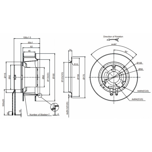 Центробежный вентилятор Krubo K-EC190-R230-41Y