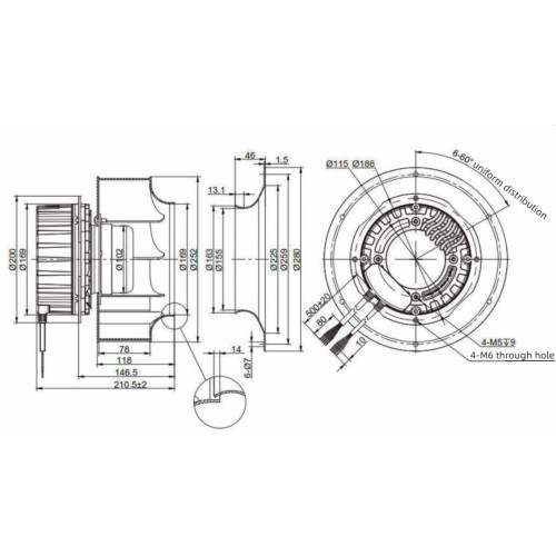 Центробежный вентилятор Krubo K-EC250-R230-36