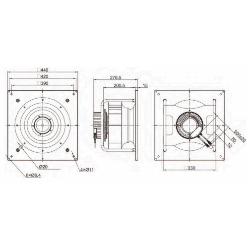 Центробежный вентилятор Krubo K-EC310-R230-29(K)