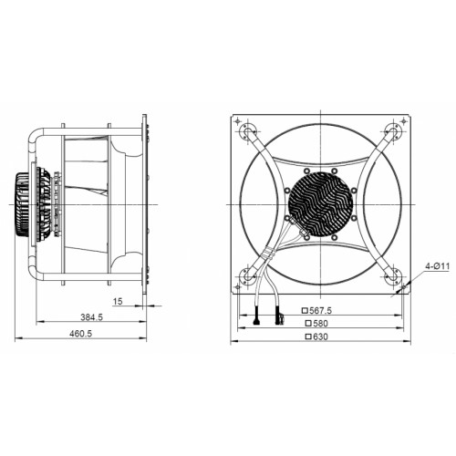 Центробежный вентилятор Sanmu ECF(K)8D500-PLHDAL7-RF