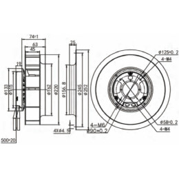 Центробежный вентилятор Krubo K-DC220-R110-34