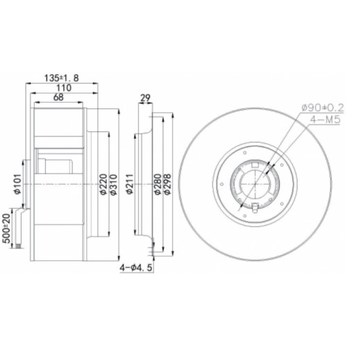 Центробежный вентилятор Krubo K-DC310-R110-25