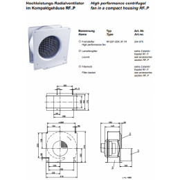 Центробежный вентилятор Ziehl-Abegg RF22P-2DK.3F