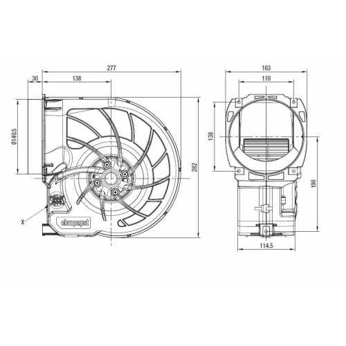 Вентилятор Ebmpapst D2E160-FI01-02 центробежный