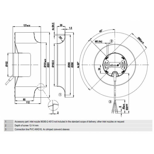 Вентилятор Ebmpapst R3G280-AC66-30 центробежный EC