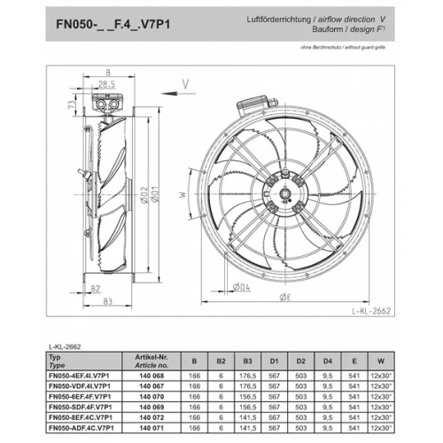 Осевой вентилятор Ziehl-Abegg FN050-4EK.4I.V7P1