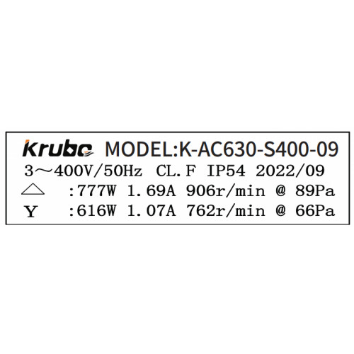 Осевой вентилятор Krubo K-AC630-S400-09
