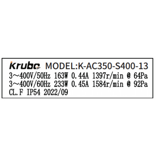 Осевой вентилятор Krubo K-AC350-S400-13