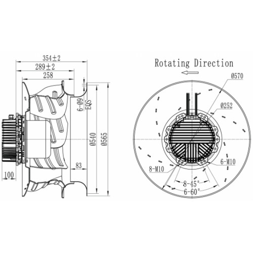 Центробежный вентилятор Krubo K-EC560-R380-16