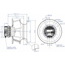 Центробежный вентилятор Krubo K-AC500-R380-21