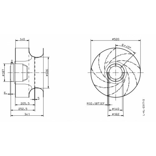 Центробежный вентилятор Ziehl-Abegg RH50E-4DK.6K.1R