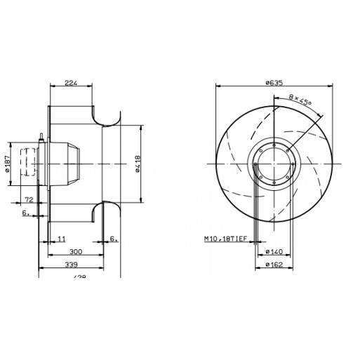 Центробежный вентилятор Ziehl-Abegg RH63M-6DK.6K.1R