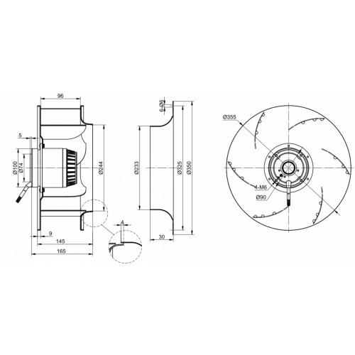 Центробежный вентилятор Sanmu YWF(K)4D355-GH-2