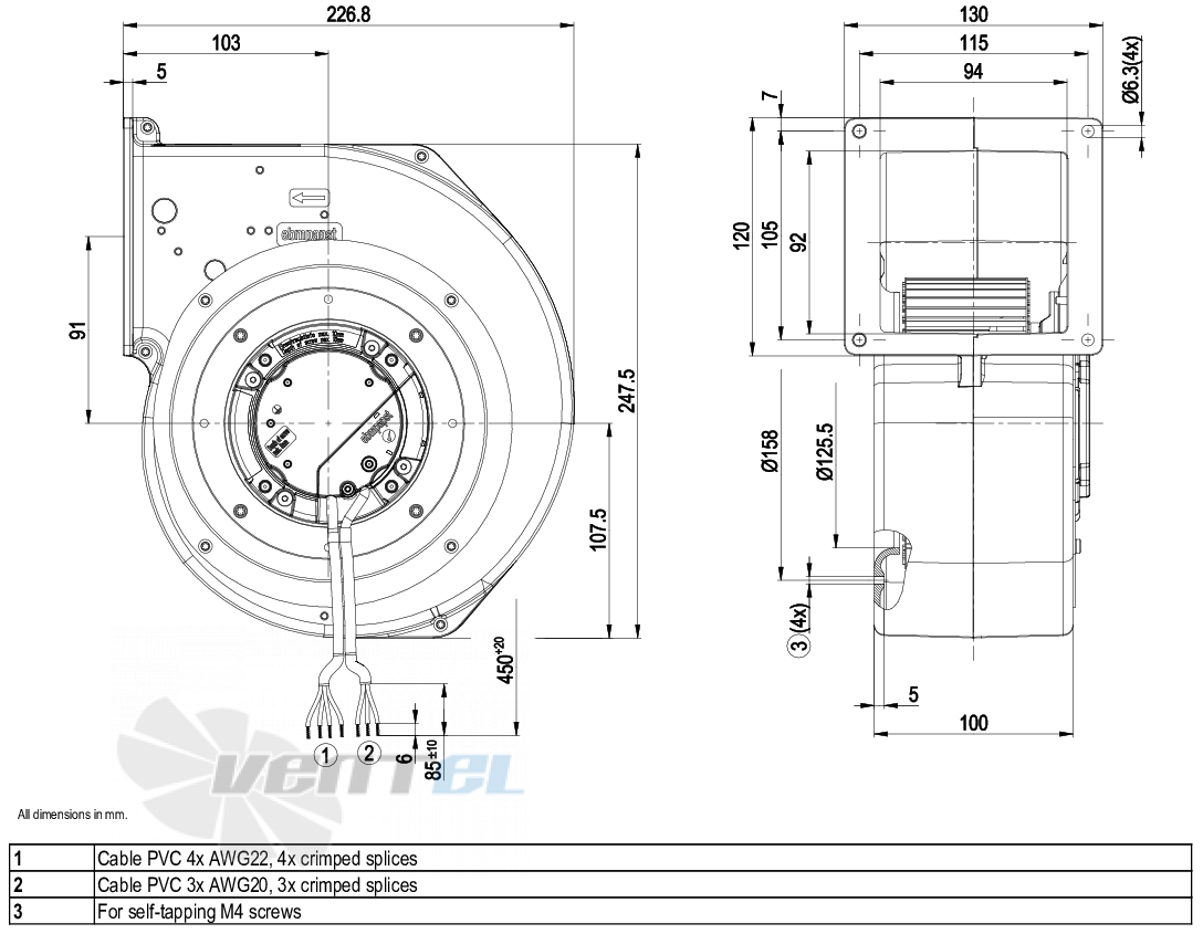 Ebmpapst G3G146-FK07-02 - описание, технические характеристики, графики