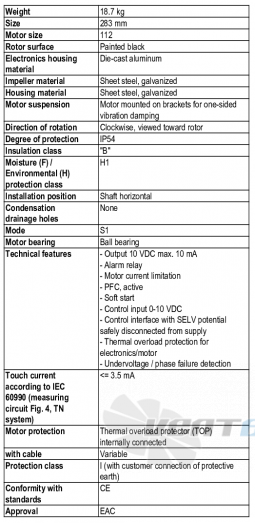 Ebmpapst D3G283-AB32-11 - описание, технические характеристики, графики