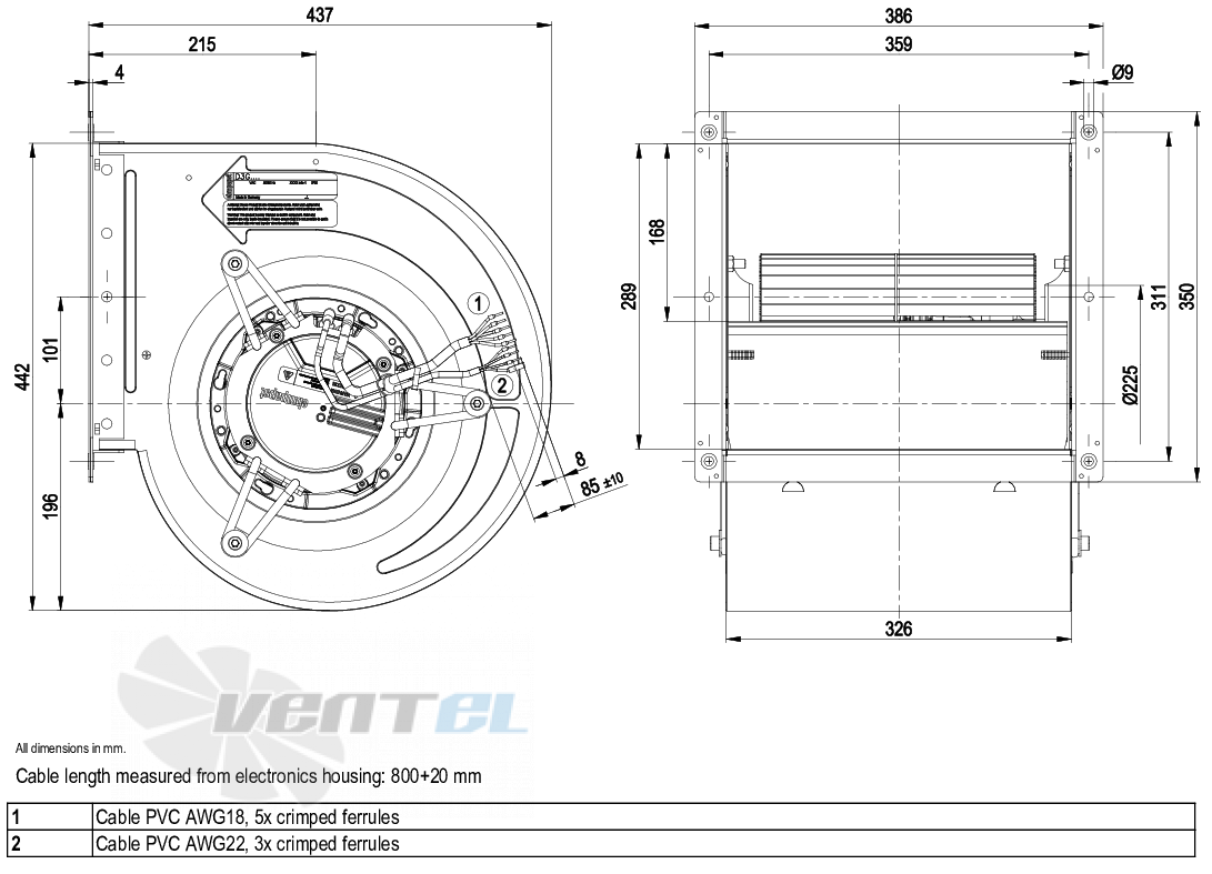 Ebmpapst D3G283-AB32-11 - описание, технические характеристики, графики