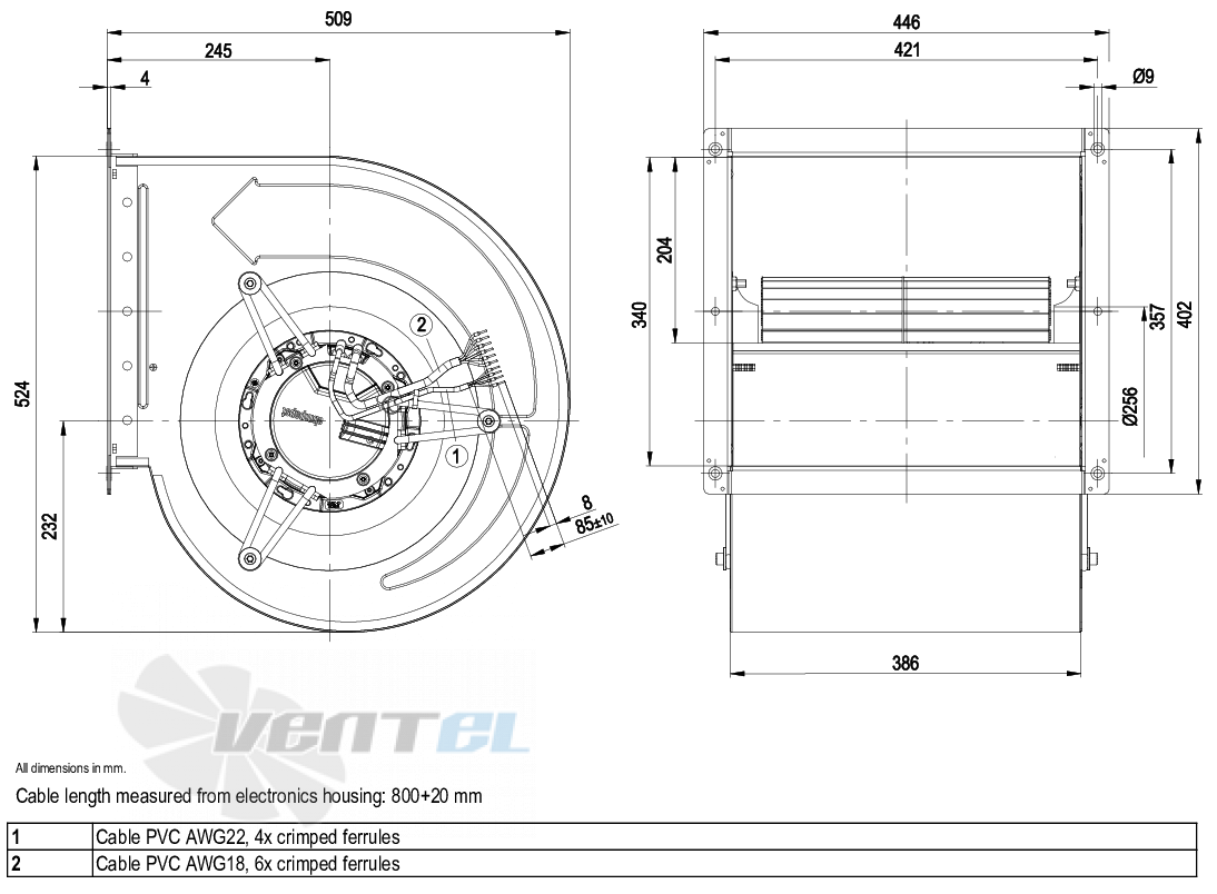 Ebmpapst D3G318-BB35-01 - описание, технические характеристики, графики