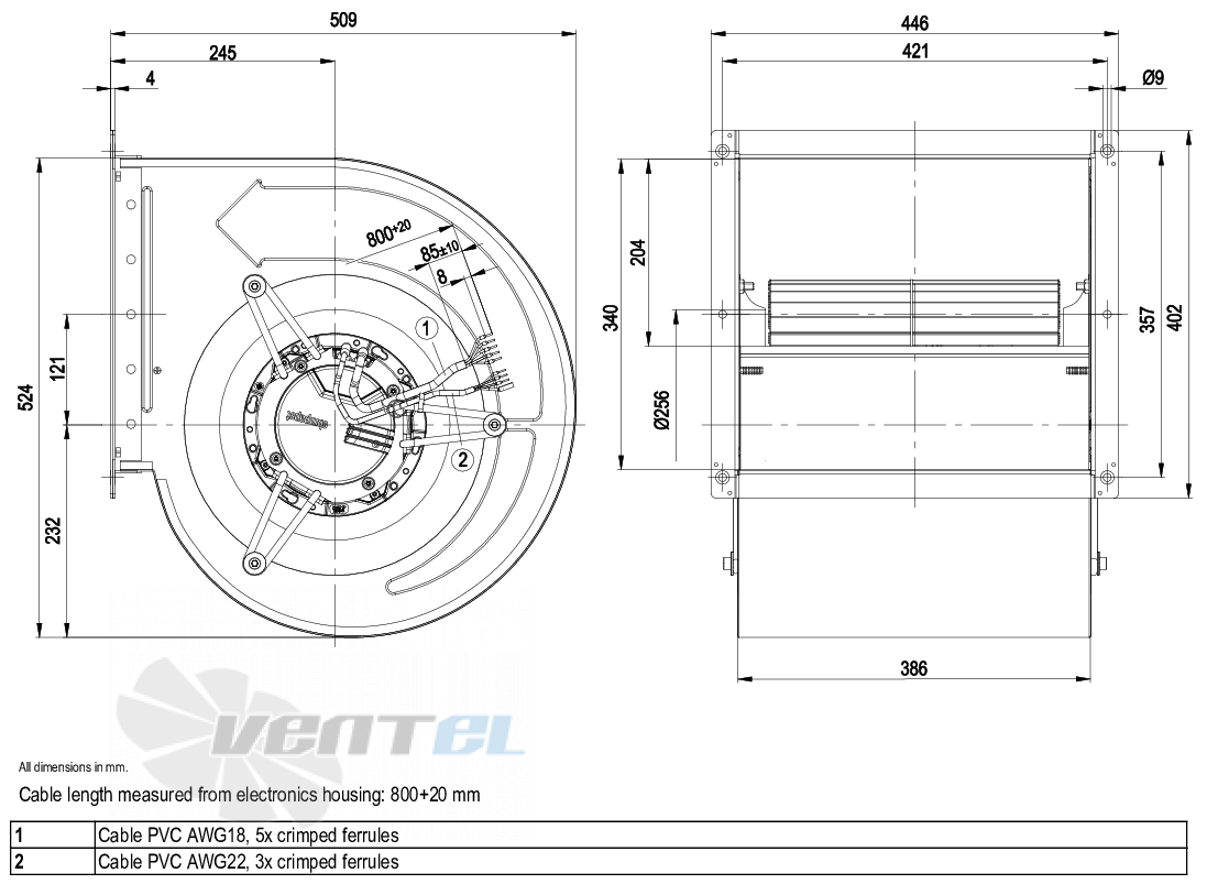 Ebmpapst D3G318-BB34-11 - описание, технические характеристики, графики