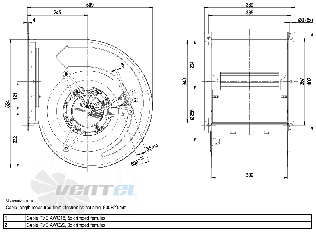 Ebmpapst D3G318-AA37-11 - описание, технические характеристики, графики