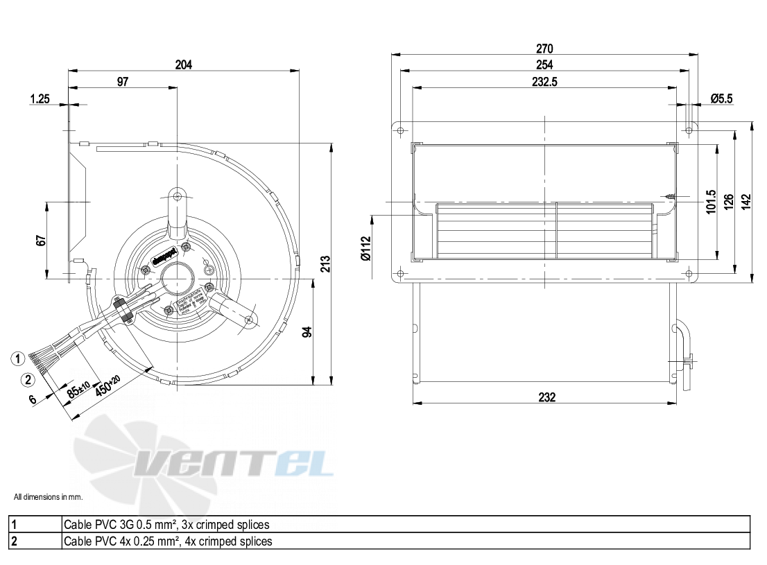 Ebmpapst D3G133-BF03-02 - описание, технические характеристики, графики