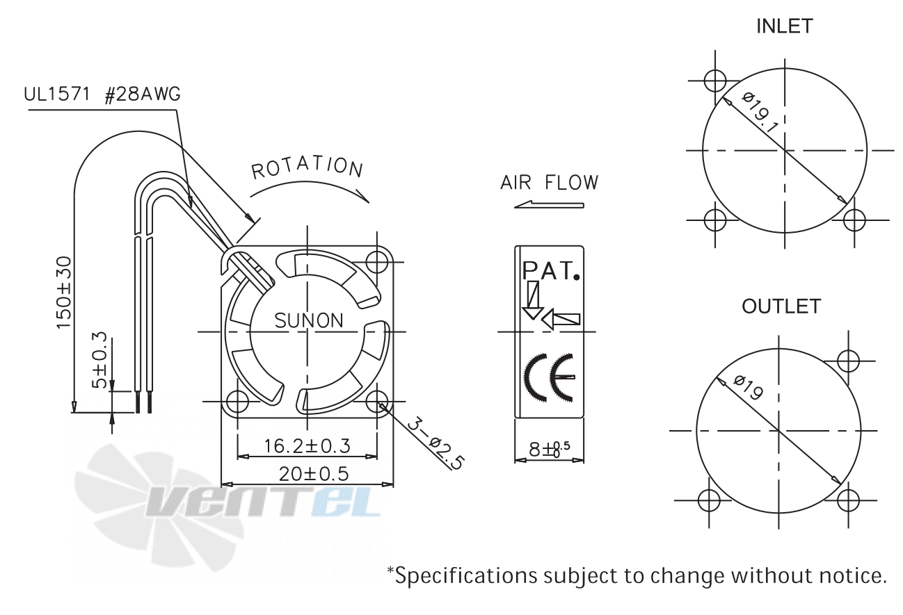 Sunon GM0501PDV2-8 - описание, технические характеристики, графики