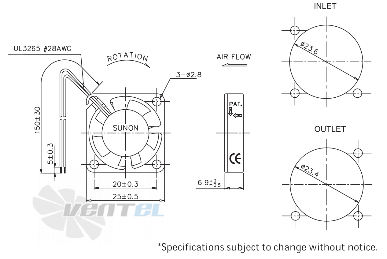 Sunon GM0502PEV1-8 - описание, технические характеристики, графики