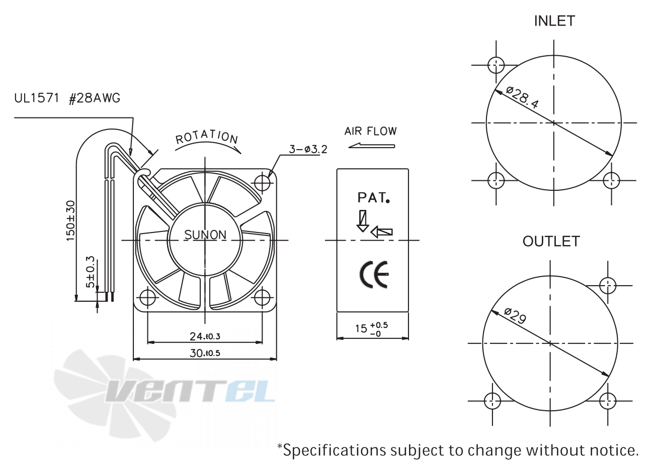 Sunon GM0503PHV2-8 - описание, технические характеристики, графики