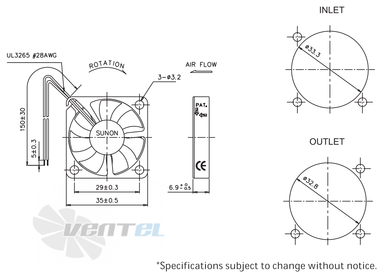 Sunon GM0535PEV1-8 - описание, технические характеристики, графики