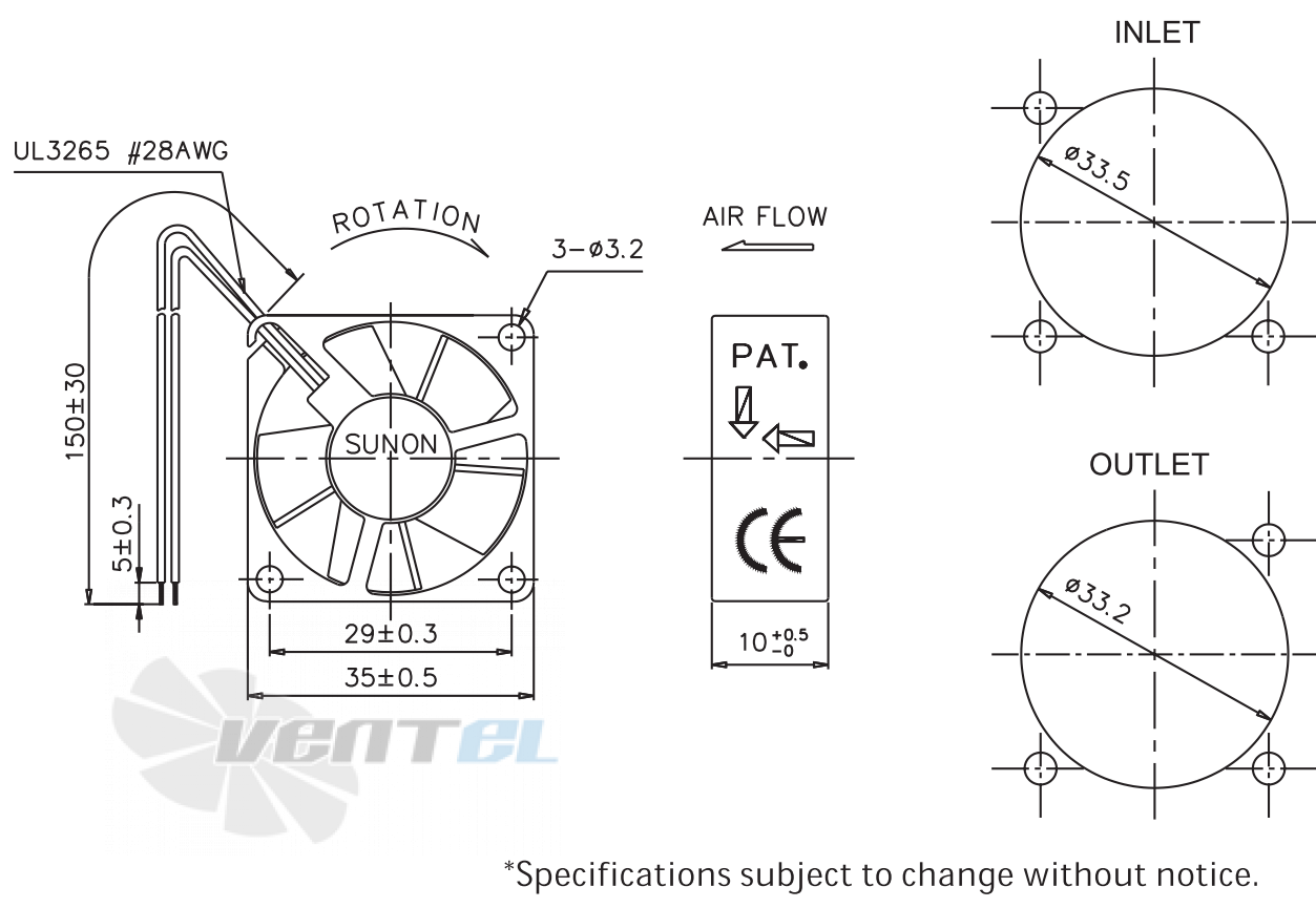 Sunon GM0535PFV1-8 - описание, технические характеристики, графики