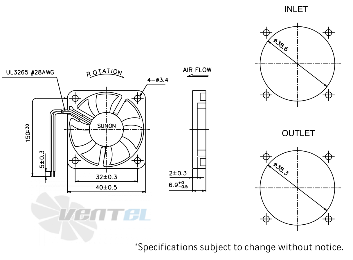 Sunon GM0504PEV2-8 - описание, технические характеристики, графики