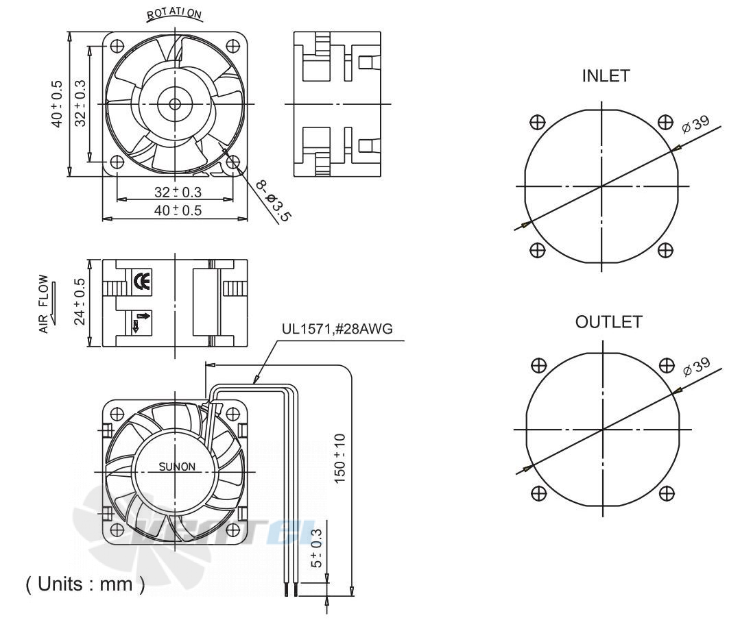 Sunon PMD1204PBB1-A - описание, технические характеристики, графики