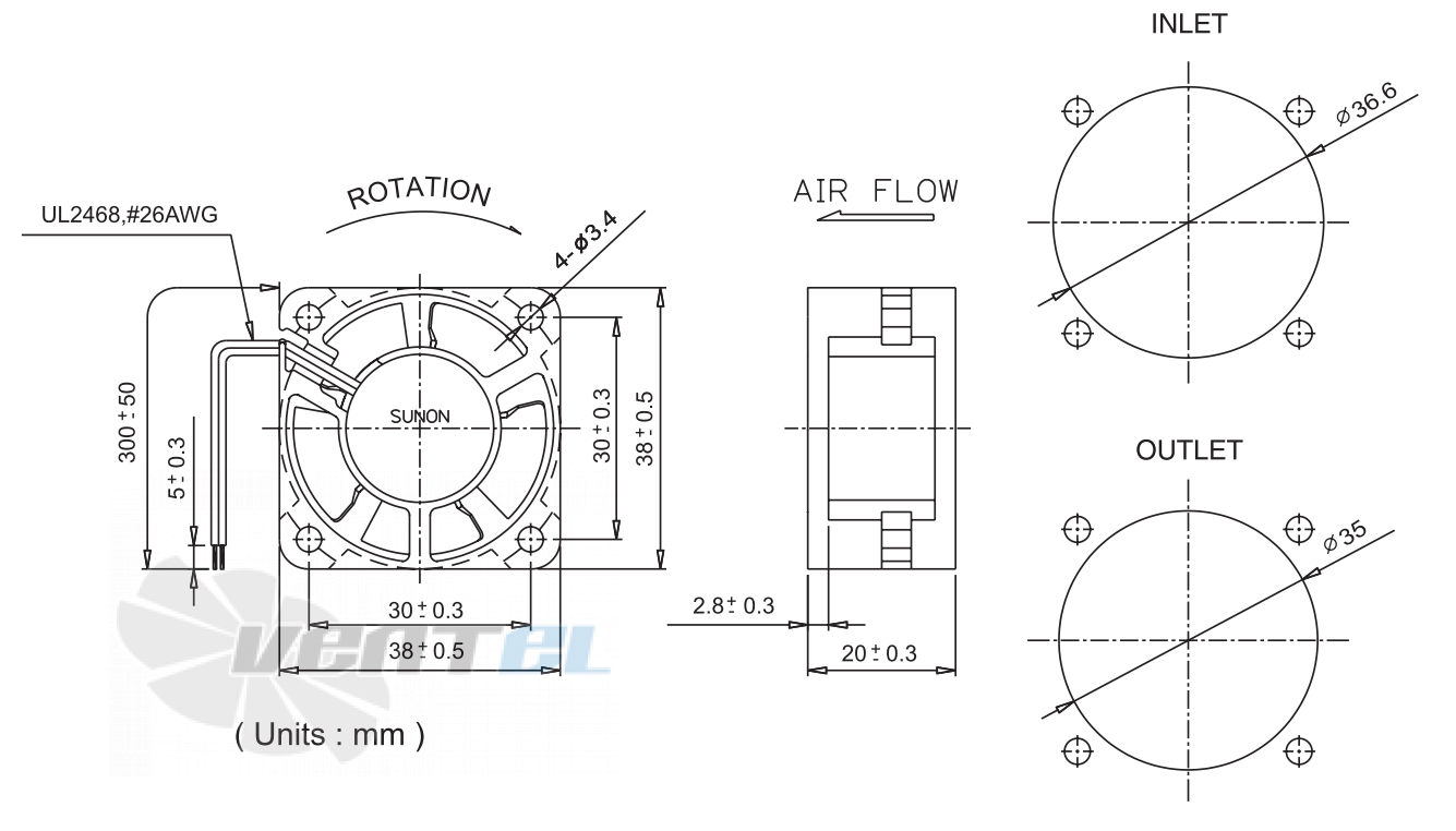 Sunon PMD1238PKBX-A - описание, технические характеристики, графики