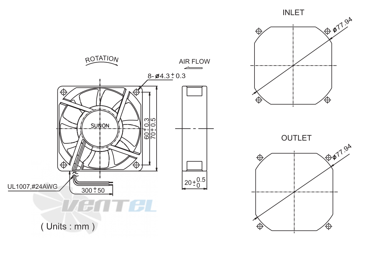 Sunon PMD2407PKB1-A - описание, технические характеристики, графики