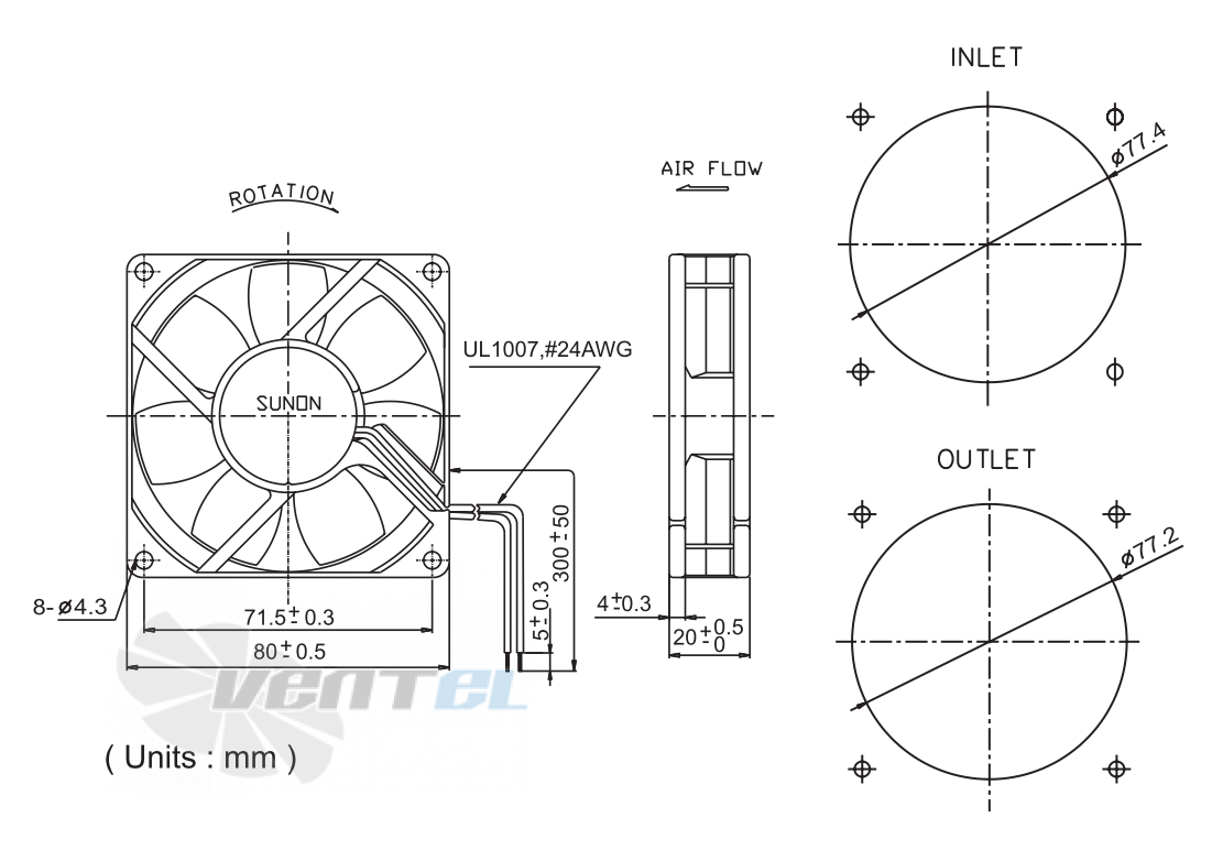 Sunon PMD1208PKV1-A - описание, технические характеристики, графики