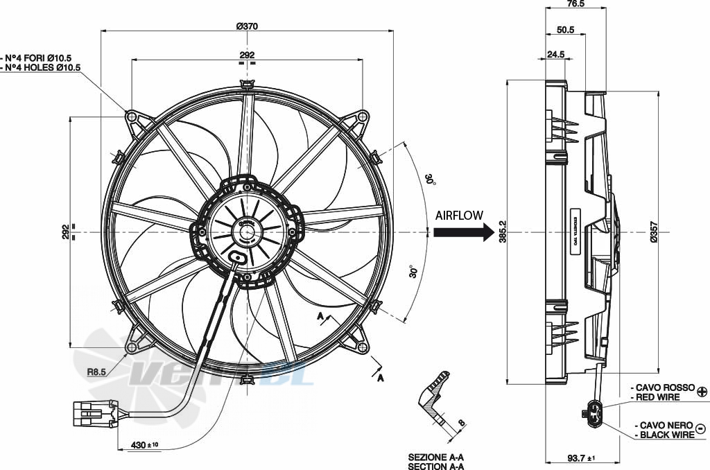 Spal (Италия) VA08AP71LL53S - описание, технические характеристики, графики