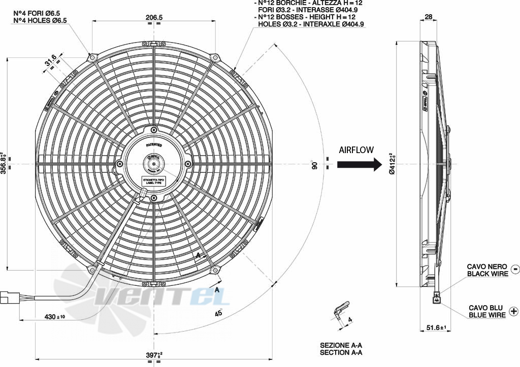 Spal (Италия) VA18AP10C41A - описание, технические характеристики, графики