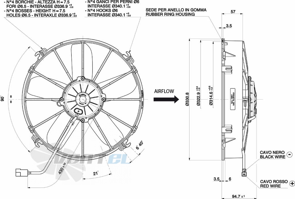 Spal (Италия) VA01AP70LL36A - описание, технические характеристики, графики