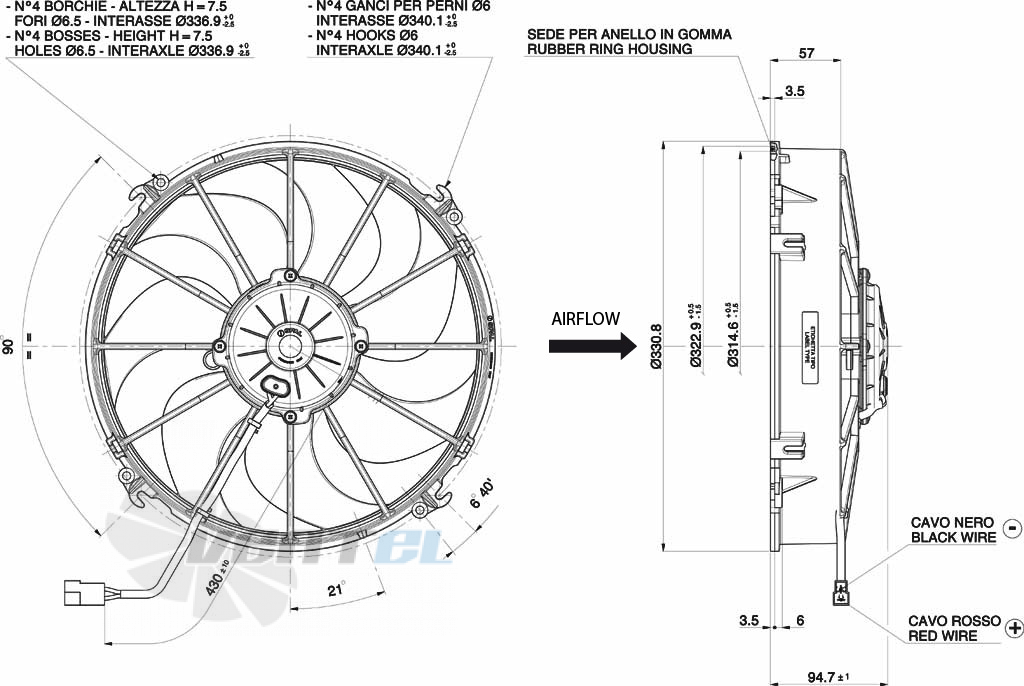 Spal (Италия) VA01AP70LL66A - описание, технические характеристики, графики