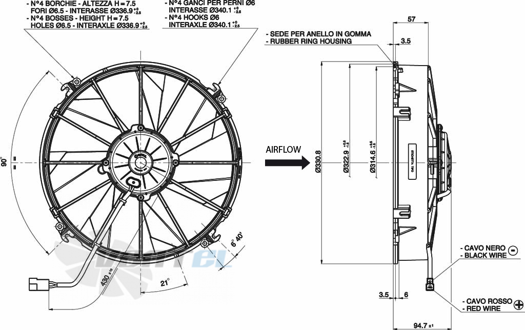 Spal (Италия) VA01AP76LL89A - описание, технические характеристики, графики