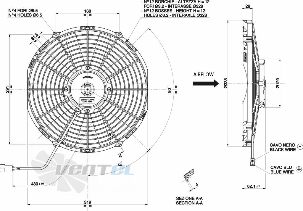 Spal (Италия) VA10AP50C25A - описание, технические характеристики, графики