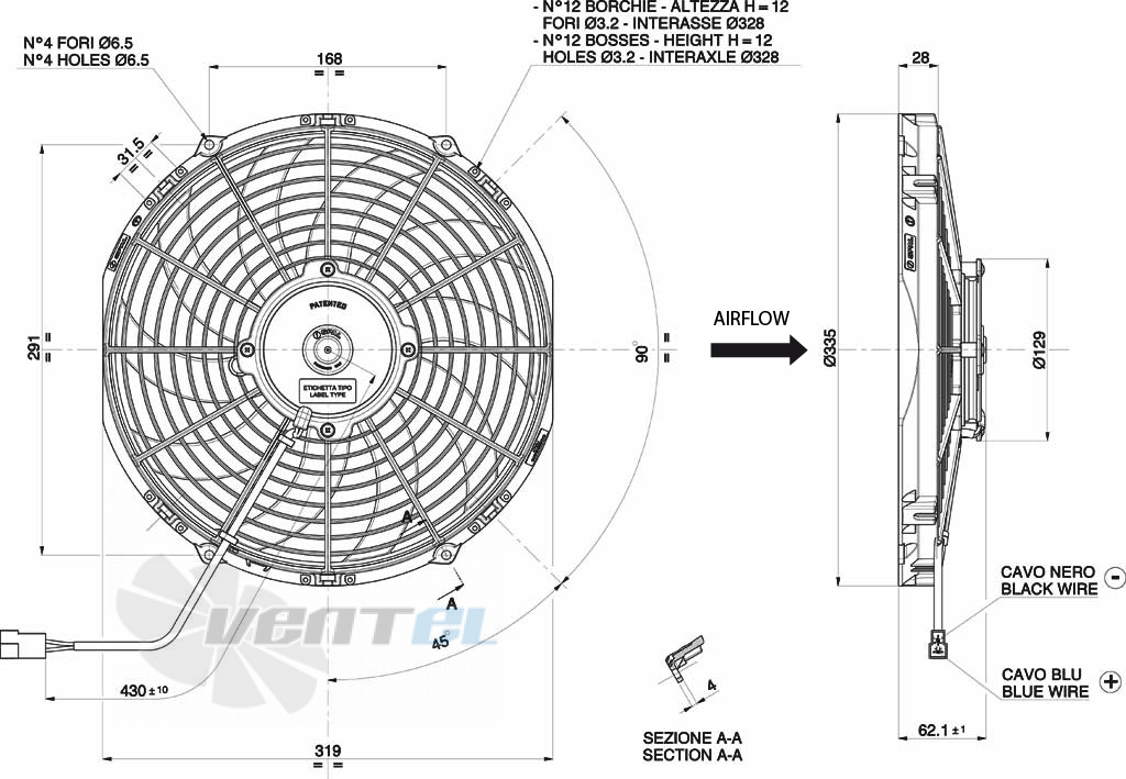 Spal (Италия) VA10AP50C61A - описание, технические характеристики, графики