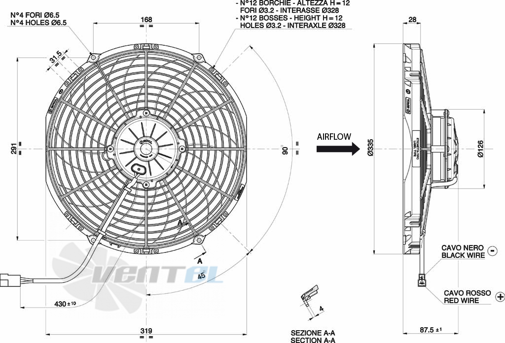 Spal (Италия) VA10AP70LL61A - описание, технические характеристики, графики