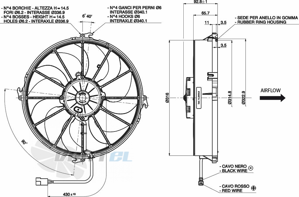 Spal (Италия) VA51AP76LLF69A - описание, технические характеристики, графики