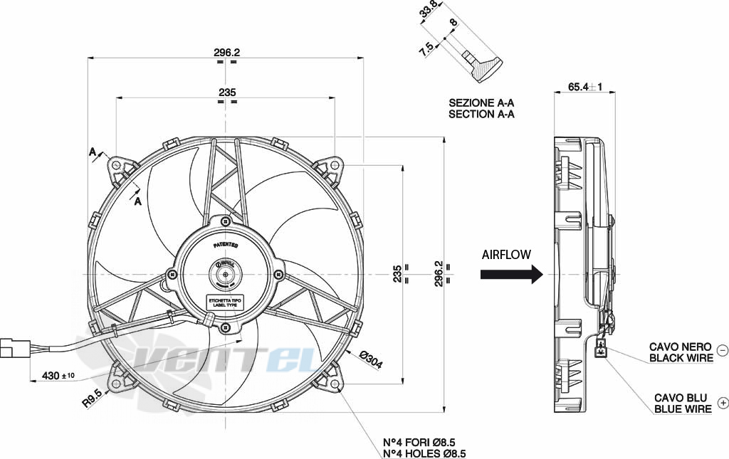 Spal (Италия) VA26AP50C44A - описание, технические характеристики, графики