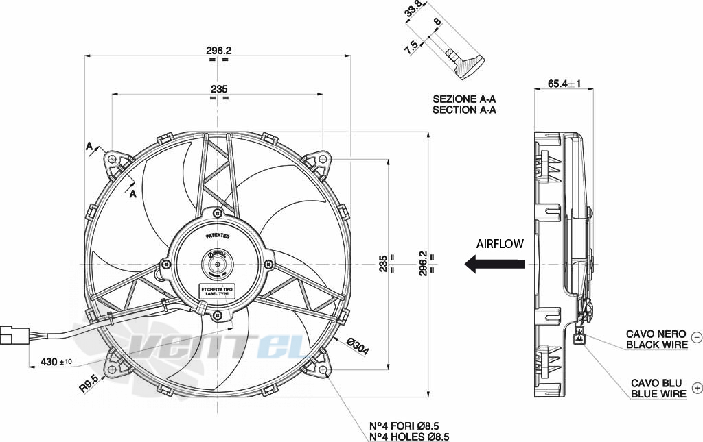 Spal (Италия) VA26AP50C60S - описание, технические характеристики, графики