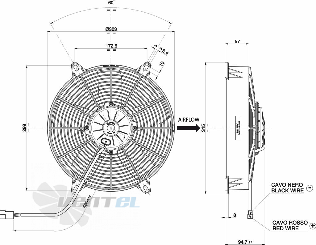 Spal (Италия) VA59AP70LL37A - описание, технические характеристики, графики